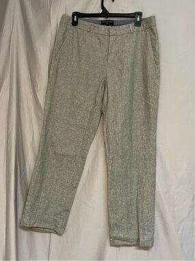 Banana Republic Women's Light Green Linen-Blend  Cropped Ankle Trousers